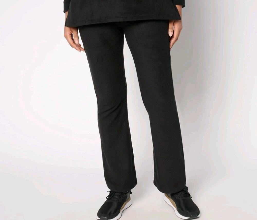 Cuddl Duds Size 1X Black Fleecewear Stretch Bootcut Pants A667655 EUC